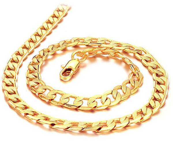 Wholesale - real fine 24k gold filled necklace length : 50cm, width : 7mm, Weight : 24g, free shipping