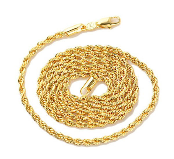 FINE YELLOW GOLD JEWELRY 18k real Yellow Gold Men's Women's Necklace 24