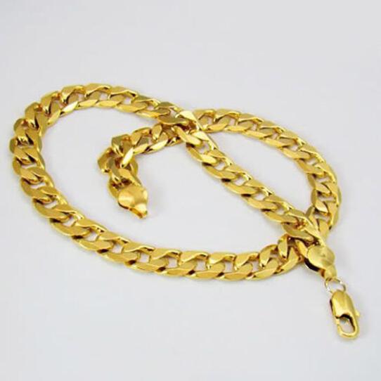 New 18k Yellow Fine Gold 10MM Men's Necklace 24inch Curb Link 75g Chain GF JewelryNickel free, not allergic, not easy to tarnish