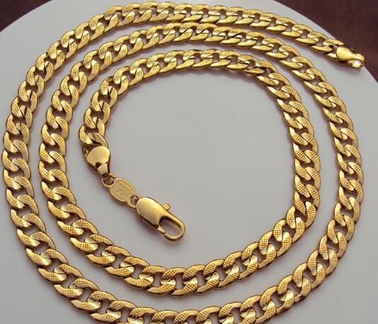 Handsome forsooth 100% 24K Yellow Gold Figaro Curb Link Chain Necklace 23.6 Inch 7MM FREE SHIPPING GIFT