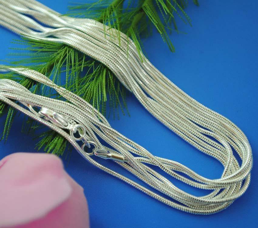 Fashion Jewelry 925 Silver 3mm Snake Chain Necklace 16in/18in/20in/22in/24in 20pcs hot sale