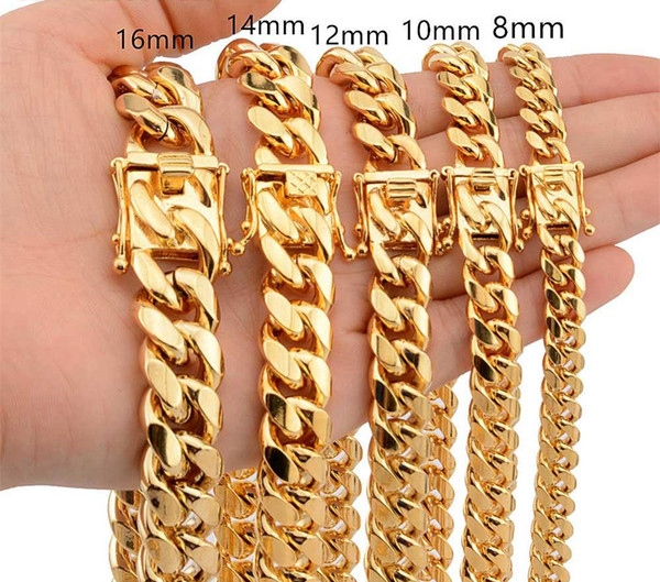 Luxury 18K Gold Plated Necklaces 20 Styles Chains High Polished Miami Cuban Link Necklace Men Punk Curb Chain Fashion Necklaces