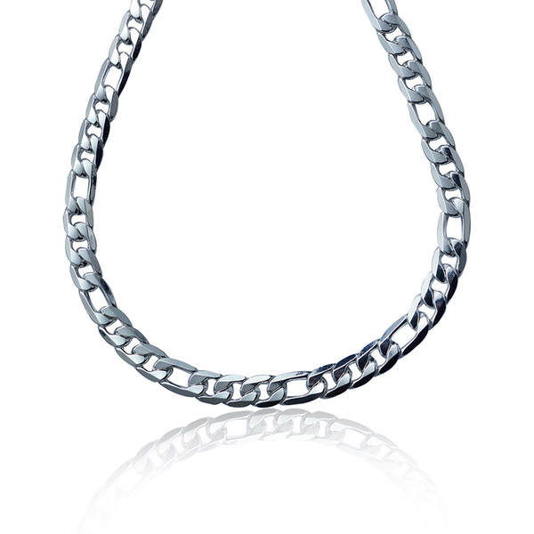 New Men Jewelry 925 Silver 12MM Width Figaro Chain Necklace High Quality Men's Necklace Christmas Gift For Men