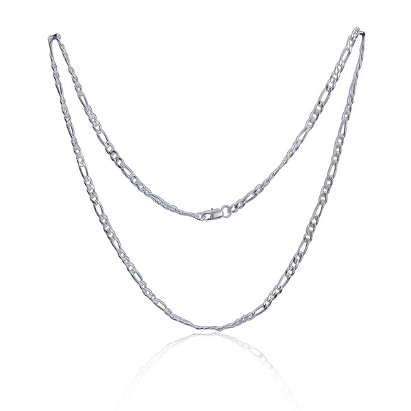 New Style 925 Silver Jewelry 4mm Width Men's Figaro Chain Necklace 8 Choices High Quality Good Gift