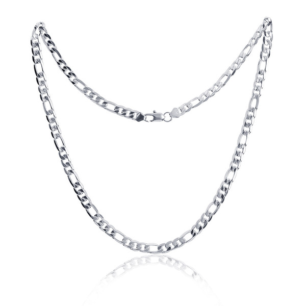 Fashion 925 Silver 6MM Width Figaro Chain Men's Necklace 16-26inch 6 sizes Men Jewelry High Quality