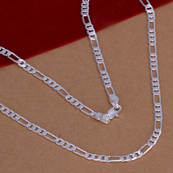 Fashion Men's Jewelry 925 sterling silver plated 4MM 16-30inches figaro chain necklace Top quality