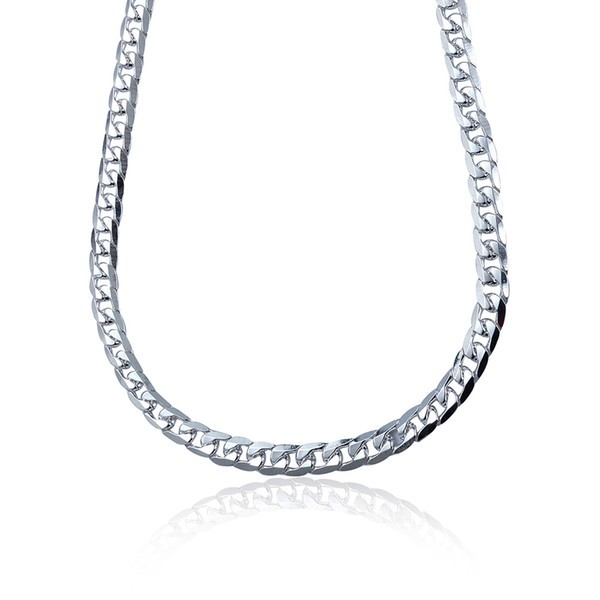 Hot Fashion Men's Necklaces 925 Silver 10MM Curb Chain Necklace Cool Men Jewelry High Quality 5 Sizes