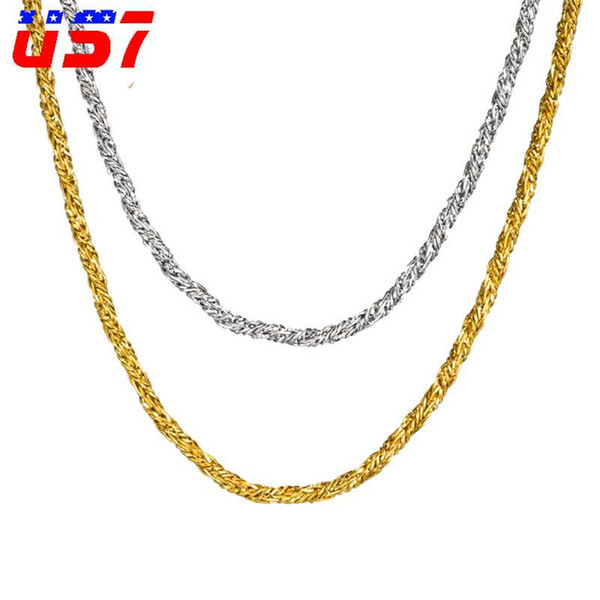 US7 24inch Rope Chain Link Rolo Chain Necklace Stainless Steel Chains necklace for Women Men Fashion 5MM Jewelry