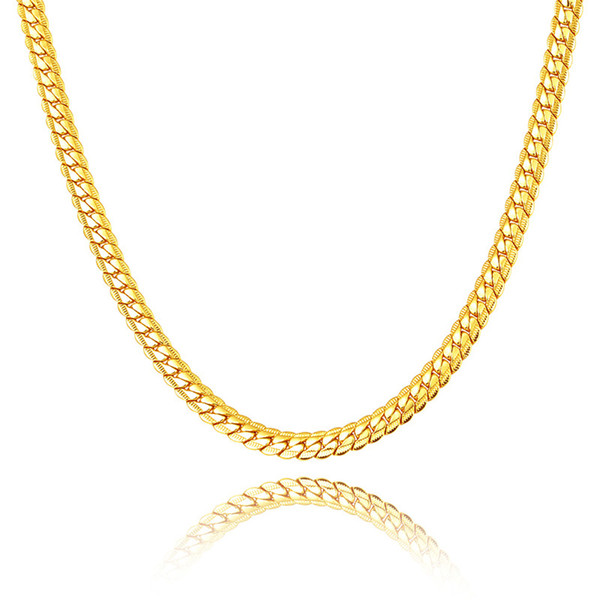 18K gold-plated 6MM snake chain men's necklace fashion gold perfect men's jewelry hip-hop accessories