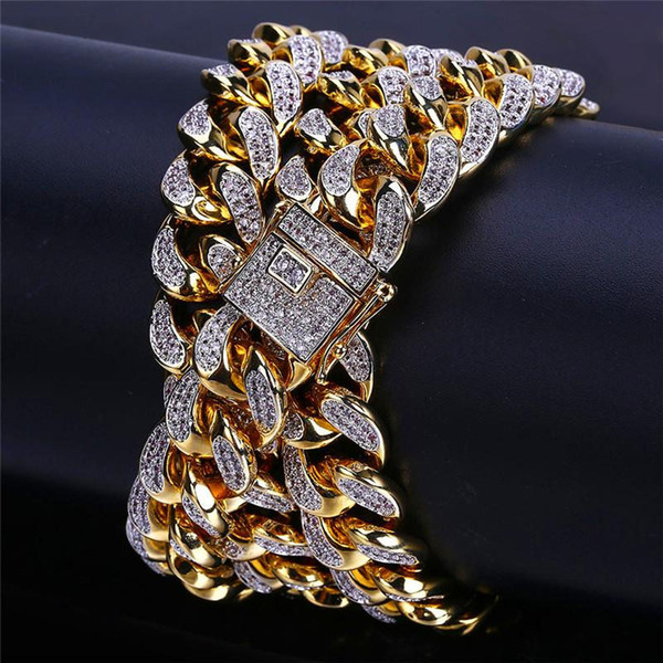 Luxury Cuban Chains Necklaces For Men Fashion Design Gold Plated Hip Hop Necklace Luxury Zircon Chains Copper Necklaces Lover Gift