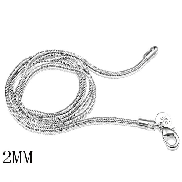 925 Silver Snake Chain Necklace 2mm Snake Chains 16-24 Inches Silver Plated Chains Women Fashion Jewelry