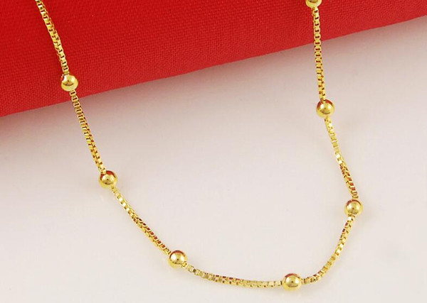 18K gold necklace high imitation gold jewelry box bead chain for female models do not fade