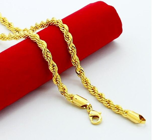 The new jewelry plating 24 k gold Men's twist twisted rope necklace