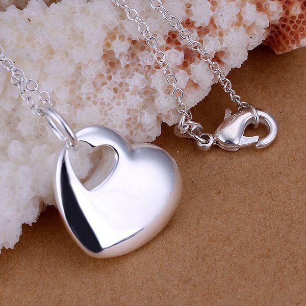 Free Shipping jewelry silver plated Jewelry Pendant Fine Fashion Cute Heart Center Necklace Pendants Top Quality CP148