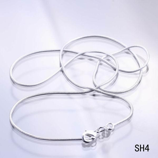 925 Sterling Silver 28 inch Necklace Chain Solid Bead Women Lady Beauty Snake Necklace Collar with Lobster Clasp no Pendant SH4-28inch