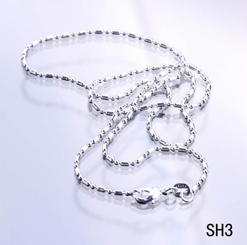 925 Sterling Silver 16 inch Necklace Chain Solid Bead Women Girl Beauty Snake Necklace Collar with Lobster Clasp no Pendant SH3-16inch