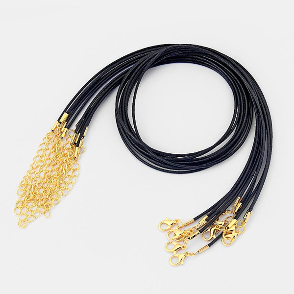 Black Brown Wax Leather Cord String Rope Necklace Extender Chain with Lobster Clasp DIY Fashion Jewelry