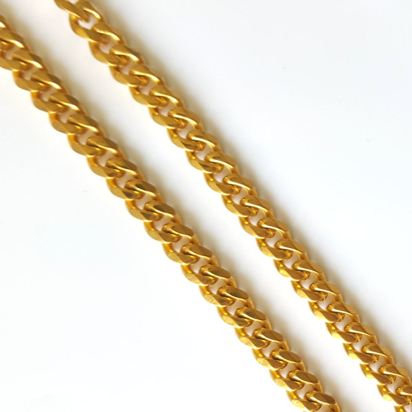 Stainless Steel link Chain Necklace, Mens 5mm 18k gold color plated chain necklace