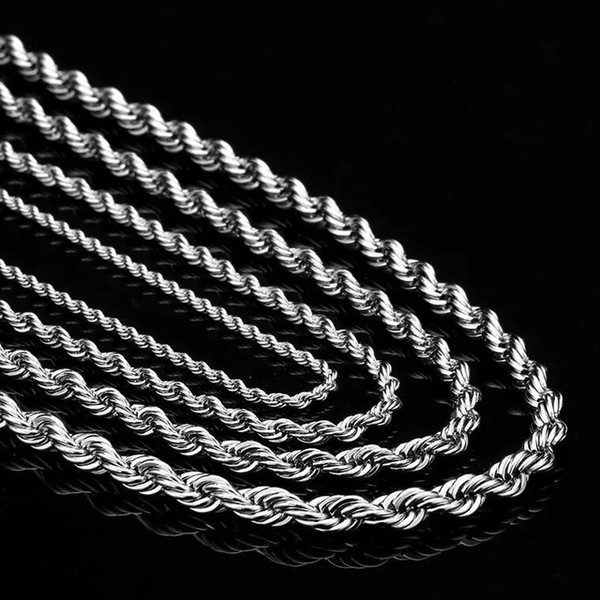 2mm 3mm 4mm 5mm 6mm rope stainless steel necklaces for free shipping