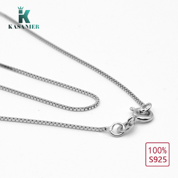 KASANIER 100% 925 Sterling Silver 1mm Thin Link Box Necklace Women for Pendant Charms Jewelry For Girls Women