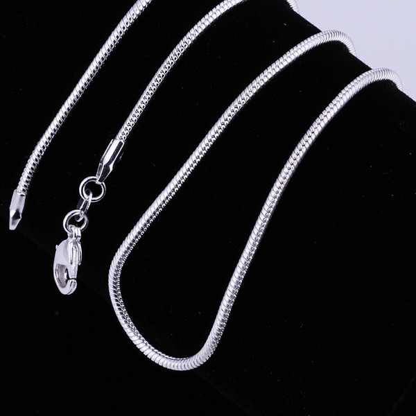 free shipping fashion women jewelry 16-24 inch 1MM chain necklace 925 silver Snake chain+ 925 lobster clasps tag