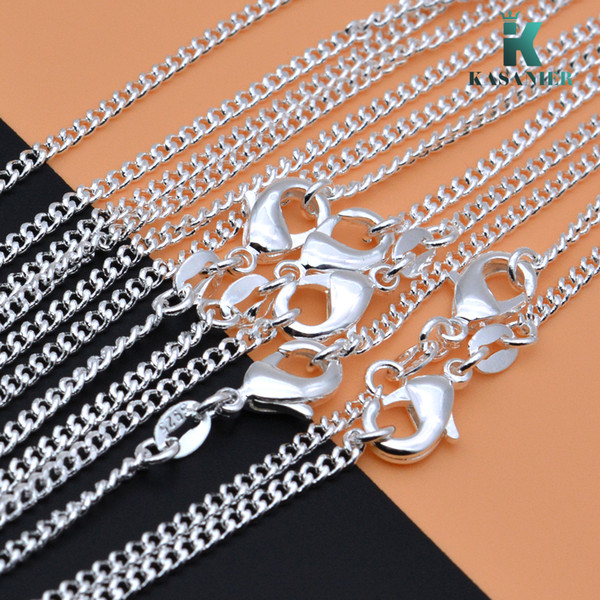 KASANIER 10pcs Hot sale silver chain necklace with16-24 inch silver necklace + 925 lobster clasps tag for Woman fashion jewelry