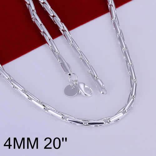 wholesale 4MM Silver man necklace 20 inches silver fashion jewelry Lock necklace Wholesale high quality!Free shipping wholesale