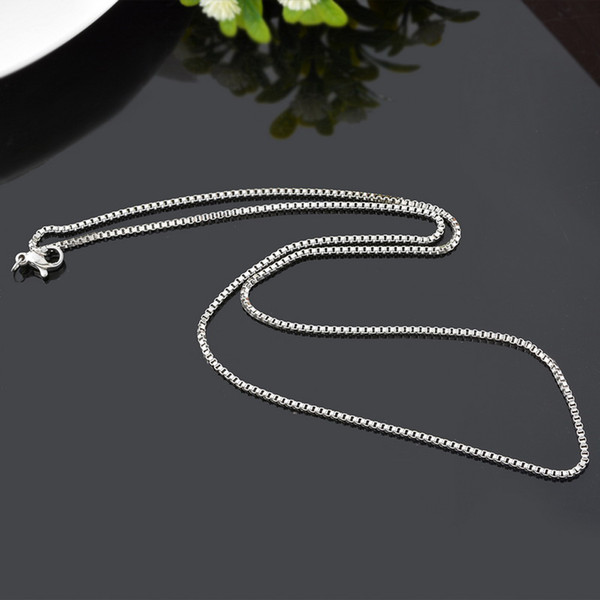 New 925 Sterling Silver plated Thin Link Box Chain 1mm Necklace for Pendant Charms Jewelry For Girls Womens Pure Stamped Italy