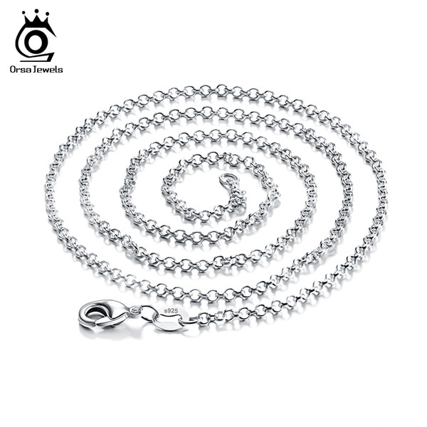 ORSA JEWELS 45CM Necklace Chain 925 Sterling Silver Lobster Clasp Adjustable Simple Necklace Chain Fashion Necklace Jewelry SC04