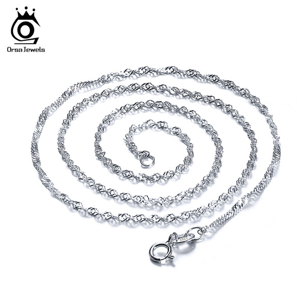 ORSA JEWELS 2017 Lead & Nickel Free 45cm Necklace Chain Fashion Jewelry 925 Sterling Silver Necklace Chain Free Shipping SC02