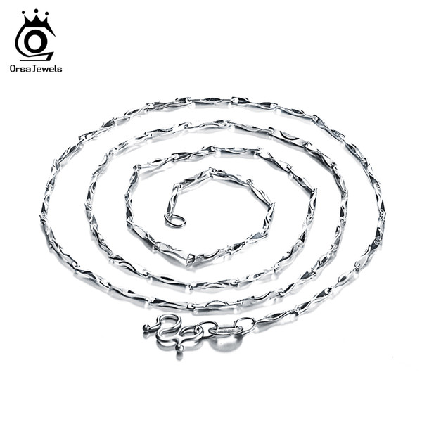 ORSA JEWELS Real 925 Sterling Silver Necklaces Chains Slim Thin Necklace Chains Women Necklace Chain Girls Fashion Jewelry SC03