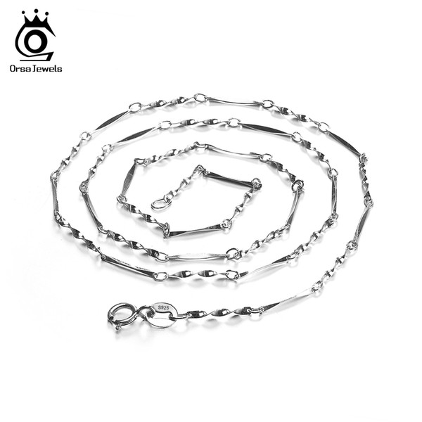 ORSA JEWELS Hot Sale 925 Sterling Silver 45cm Link Chains Necklaces Fit For Pendant Charm For Women Luxury 925 Jewelry Gift SC05