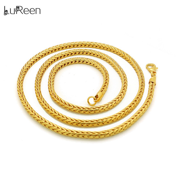 LuReen Hip Hop Gold Link Chain Necklace Men Women 30inch Long Link Chain For Pendant Rapper Jewelry Gift Party