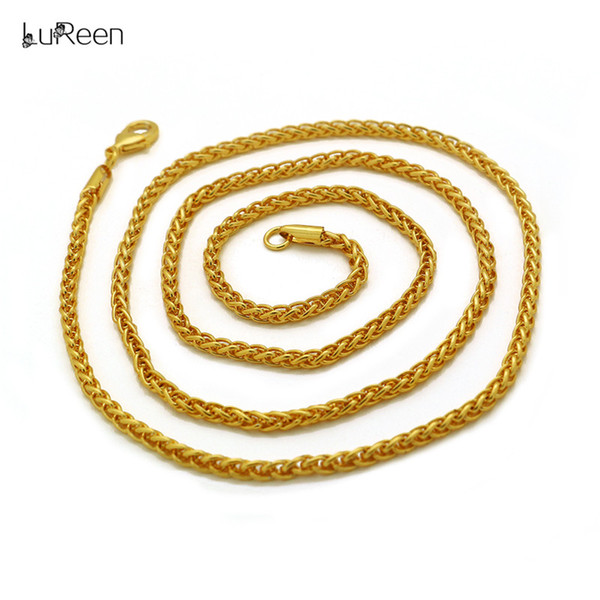 LuReen Gold Franco Square Box Link Chain Men Women Hip Hop 30inch Necklace Chain For Pendant Rapper Body Jewelry Party