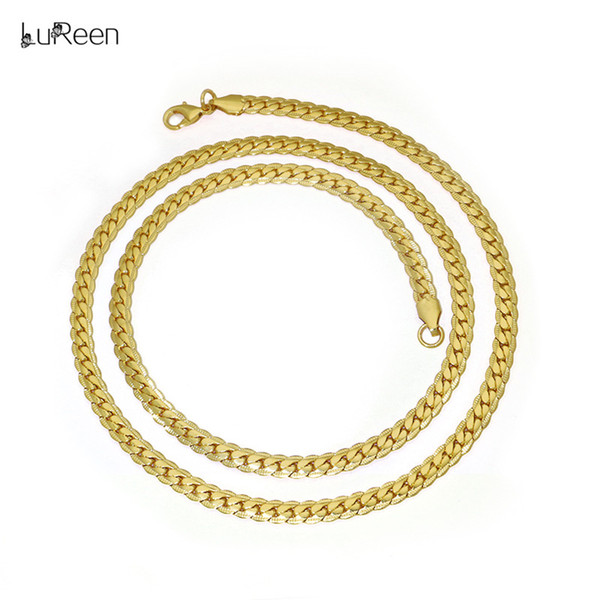 LuReen 30inch Mens Hip Hop Gold Cuban Link Chain Necklace Mens Rapper Long Necklace Chain Jewelry Gift Party