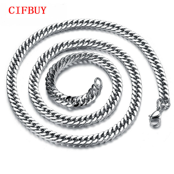 CIFBUY Fashion Width 8mm/6mm/3mm Length 56cm/50cm Man Necklaces Classical Stainless Steel Link Chain Men Jewelry Low Price GL743