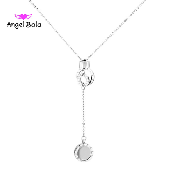 Hot Rome digital personality creative female Necklace couple student jewelry ring steel titanium necklace