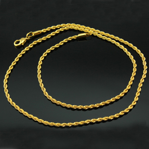 18K Real Gold Plated Stainless Steel Rope Chain Necklace for Men Gold Chains Fashion Jewelry Gift