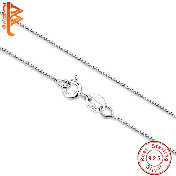 BELAWANG 2017 New Fashion Necklace Box Chain Men Women Jewelry 925 Sterling Silver Chains For Wonen Pendant Necklace Making Wholesale Gift