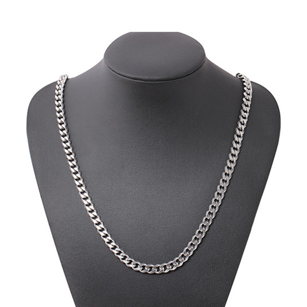 Stainless Steel Chain Necklace For Men Geometric Silver Plated Clavicle Chains Simple Wide Statement Necklace Jewelry Accessories Wholesale