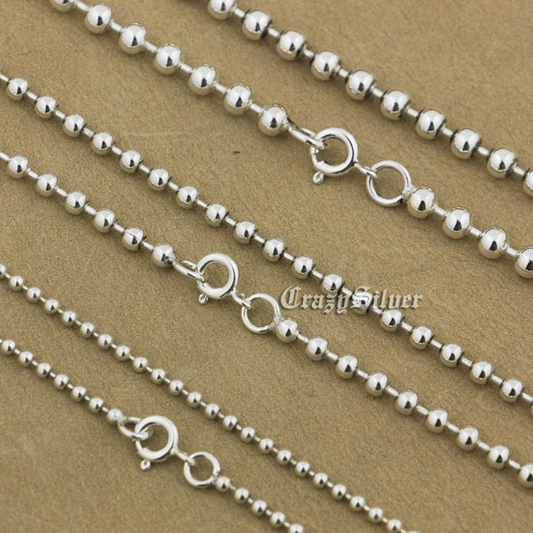 925 Sterling Silver Ball Bead Chain Biker Rocker Punk Necklace 8K016