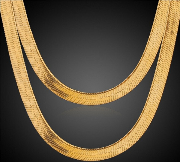 Hot Sale 18K Real Gold Plated Men/Women 1+1 Snake Chain Necklace Fashion Costume Necklaces Jewelry