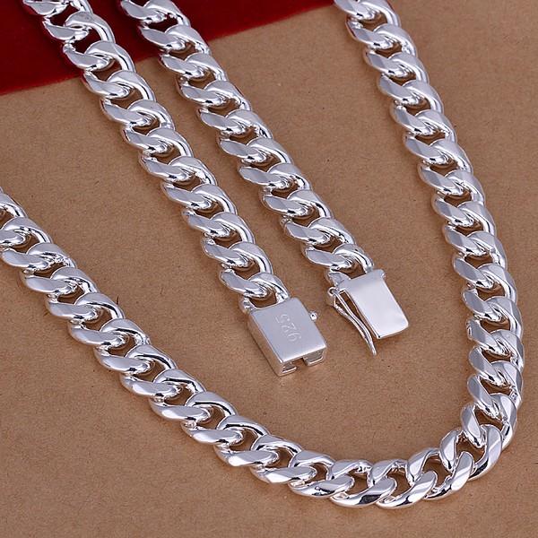 Hot Sales 925 Sterling Silver Men 1+1 Figaro 10MM Chain Necklaces Fashion Costume Necklaces Jewelry for men