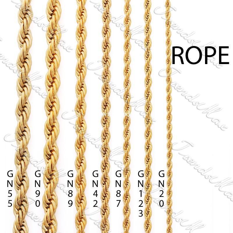 Wholesale - 3/4/5/ 24K Gold Plated Necklace Chain Rope MENS Womens Chain GF Jewelry GNM28