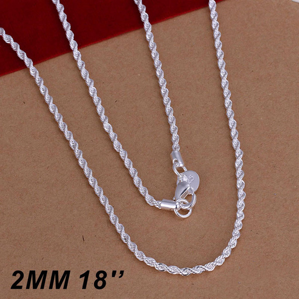 925 Sterling Silver Twist ROPE Chain Top Quality Men Women Twist ROPE Chain Necklaces 2MM 16-24inches High quality Jewelry