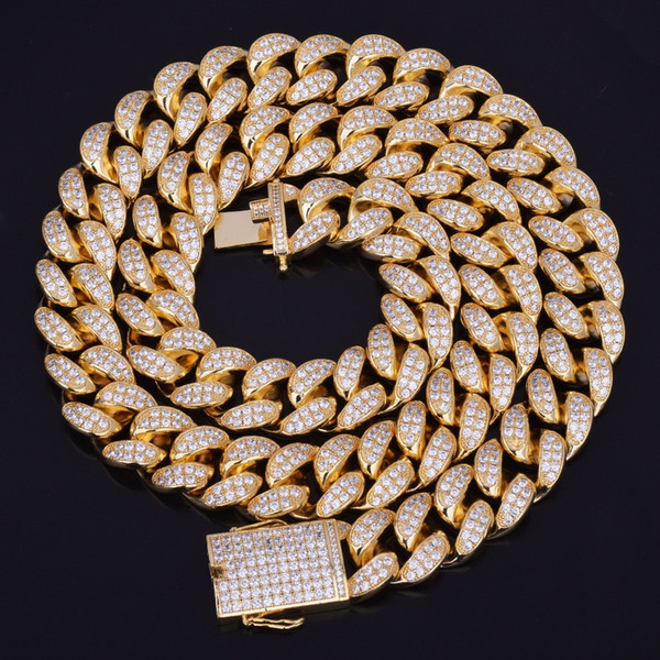 New Hot Seller 20mm Iced Out Zircon Cuban Necklace Chain Hip hop Jewelry Copper Material CZ Clasp Mens Necklace Link 18-28inch