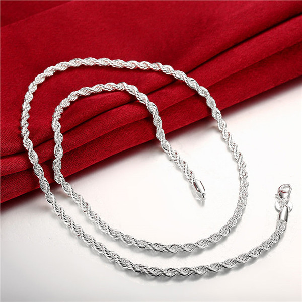 New arrival Flash twisted rope necklace Men sterling silver necklace STSN067,fashion 925 silver Chains necklace factory direct sale