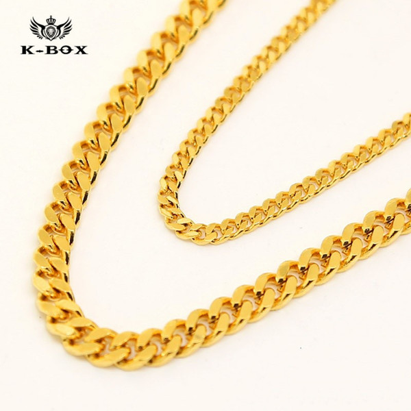 chrismas gift AAAAAA 24K 3mm/5mm 24 30 inch Wide Solid Gold Plated Small Miami Cuban Curb Link Chain men chain Necklac men necklace