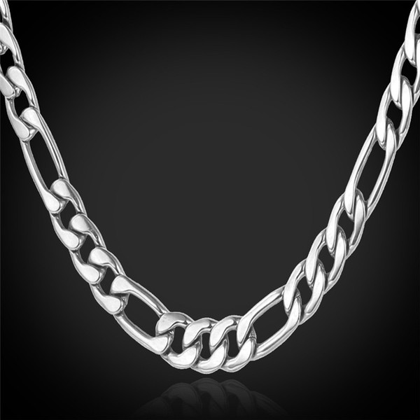 18K Real Gold Plated Figaro Chain Necklaces for Men High Quality Stainless Steel Mens Gold Chain