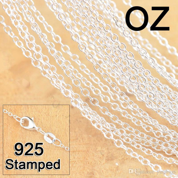 1mm 925 Sterling Silver Chains Jewelry DIY Fashion Women Gifts Link Rolo Chain Necklaces with Lobster Clasps 925 Stamp 16 18-24 Inches